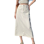 High-waisted Figure-flattering Mid-length A-line Straight Skirt