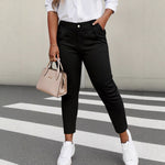 Fashionable Solid-Colored Casual Straight-Leg Pants For Women