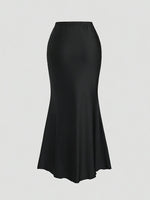 Solid-color Metal-decorated Fishtail Skirt
