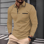 Mens Business-Casual Long-Sleeve Polo Shirt