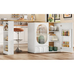 360  Rotating Bar Table Body 138 X 39 X 105 Cm, Coffee Bar Furniture, Rotating Dining Table With Storage Space, Kitchen Island, Two Doors With Shelves, Sideboard, Buffet, White