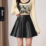 Slimming Pleated Leather Midi Skirt For Work