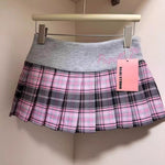 Plaid Pleated Skirt High-waisted A-line Design Statement Midi Skirt
