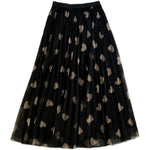 Early Spring Tulle With Heart Print Fairy-Like Gauze Skirt