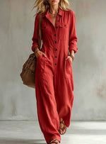 Womens Workwear Linen Casual Jumpsuit
