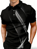 Mens 3D Digital-Print Sporty-Casual Geometric Short-Sleeve Shirt