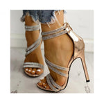 European And American Rhinestone Stiletto Sandals