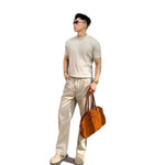 Mens Round-Neck Knitted Short-Sleeve T-Shirt