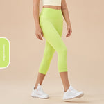Women's Solid-Colored High-Waist Cropped Sports Fitness Pants