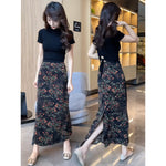 Retro Light-luxury Elegant High-waisted Floral-print Skirt