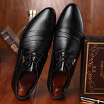 Mens Formal Business Leather Shoes Pointed Toe Slip-on Style
