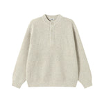 Mens Thick Simple Henley-Neck Sweater For Fall And Winter