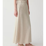 Womens Linen A-line Skirt With Defined Waist