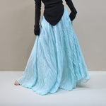 Ruffled Forest Girl Style Traditional Chinese Inspired Cotton Linen A Line Maxi Skirt