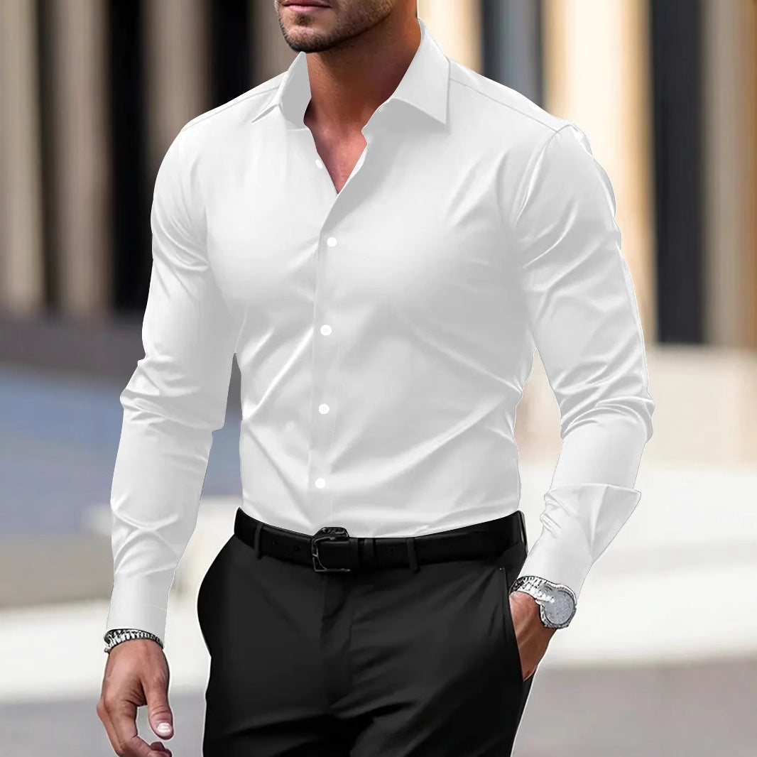 Mens Long-Sleeve Plus-Size Business Shirt