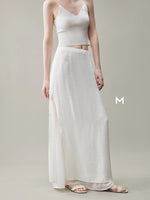 Womens Flowy Designer-style High-waisted Faux Two-piece Elegant Straight Skirt