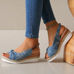 Plus-size Jute-strap Bow Sandals