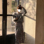 Womens Solid-Color Velvet Sequin Slit Skirt