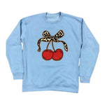 Leopard Print Bow Cherry Sweatshirt For Women