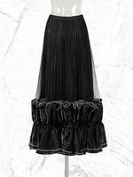 High Waist Pleated Ruffle Hem Midi Skirt
