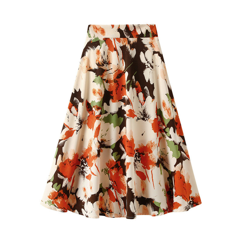 High-waisted Figure-flattering Mid-length Retro A-line Pleated Skirt