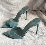 2026 Summer New Women's High Cost-Performance Sexy Pointed Toe Stiletto Heel Mules Open Toe Sandals