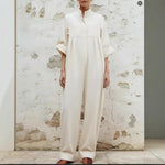 Solid-color Minimalist Pleated Loose-fitting Jumpsuit