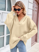 Solid-color Pocketed Long-sleeve Hooded Sweatshirt Jacket
