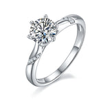 S925 Sterling Silver 1ct Moissanite Engagement Ring, D-VVS1 Round Cut 6-Prong Twisted Band, Platinum Plated US Sizes 5-9, GRA Certificate Gift Box