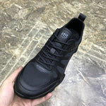 2026 Summer New Men's Casual Shoes, Fly Knit Mesh Breathable Sneakers, Black Lace-Up Platform Sole Versatile Trendy Footwear