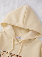 Casual Hooded Sweatshirt With Coffee-themed Lettering Print