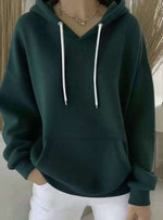 Casual Solid-color Trendy Hoodie With Drawstring Long-sleeve Hooded Sweatshirt