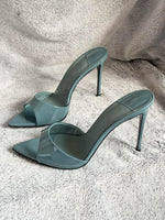 2026 Summer New Women's High Cost-Performance Sexy Pointed Toe Stiletto Heel Mules Open Toe Sandals