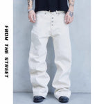 Retro Washed Distressed Five-Button Denim Jeans For Men