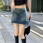 Retro Denim Skirt Womens Hong Kong Style Spicy Girl Skort