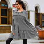 Autumn-style Hoodie With Wooden Earflaps Slanted Hem And A Hat