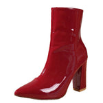 Sexy Patent Leather Gold And Silver Pointed-toe Stiletto Ankle Boots