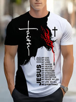 Mens Ethnic-Style Printed Crew-Neck Short-Sleeve T-Shirt