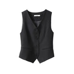 Womens Solid-color Versatile Blazer Vest