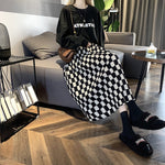 Corduroy A-line Midi Skirt With A Niche Designer-inspired Plaid Pattern