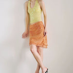 Orange-printed Low-rise Skirt For Summer