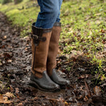 Leather Boots With A Round Toe Thick Sole And Belt Bucklewaterproof