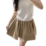 SpringSummer Preppy-Style Commuter All-Match Pleated Tiered Skirt