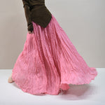 Ruffled Forest Girl Style Traditional Chinese Inspired Cotton Linen A Line Maxi Skirt