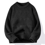 Men's Solid-Colored Knitted Long-Sleeve Retro Crew-Neck Sweater