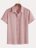 Mens American-Style Retro Plaid Short-Sleeve Shirt