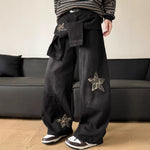 Leopard-print Patchwork With Star Details Distressed Aesthetic