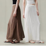 Womens Flowy Designer-style High-waisted Faux Two-piece Elegant Straight Skirt