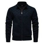 Men's Knitted Shirt With Stand Collar Zippered Cardigan Sweater