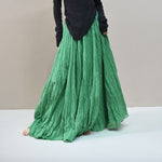 Ruffled Forest Girl Style Traditional Chinese Inspired Cotton Linen A Line Maxi Skirt